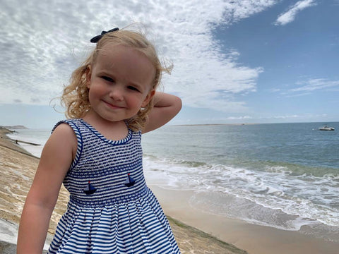 Robe smocks "Marin" Chasuble - Rayures bleues Horizontales