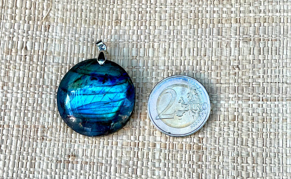 Pendentif Labradorite - Pierre Plate ronde