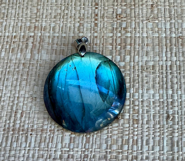 Pendentif Labradorite - Pierre Plate ronde