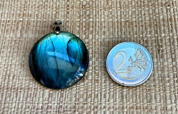 Pendentif Labradorite - Pierre Plate ronde