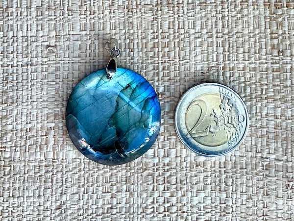 Pendentif Labradorite - Pierre Plate ronde
