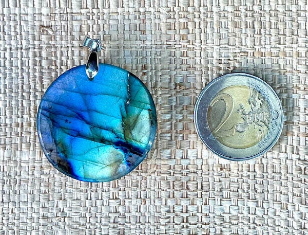 Pendentif Labradorite - Pierre Plate ronde