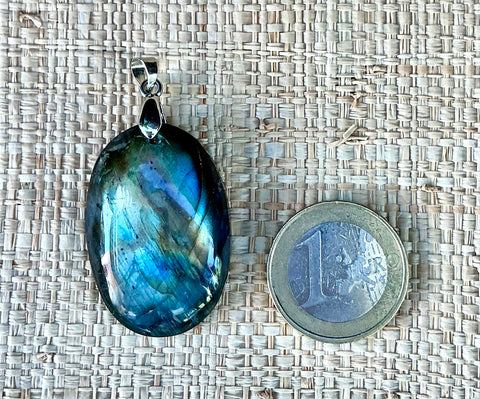 Pendentif Labradorite - Pierre Plate ovale