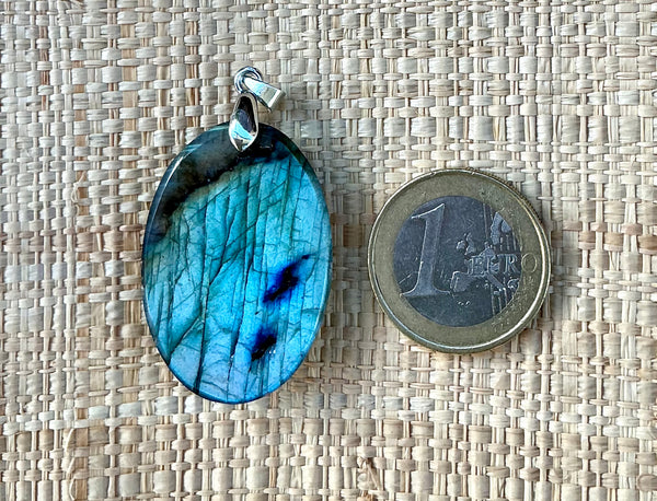 Pendentif Labradorite - Pierre Plate ovale