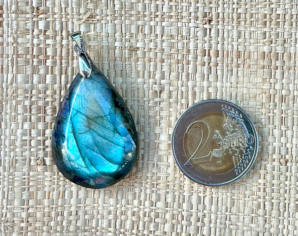 Pendentif Labradorite - Pierre Plate goutte d’eau