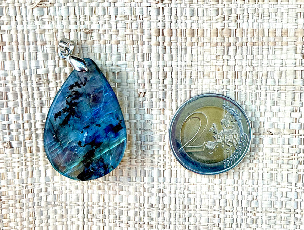 Pendentif Labradorite - Pierre Plate goutte d’eau