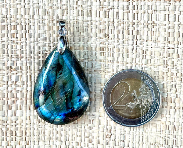 Pendentif Labradorite - Pierre Plate goutte d’eau
