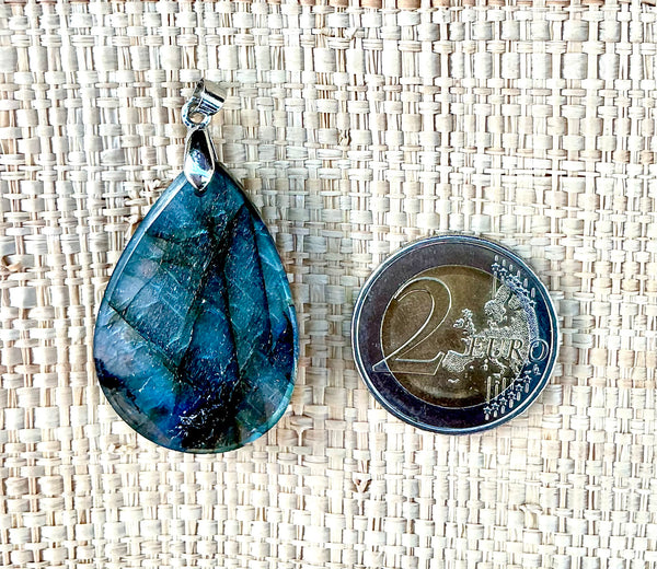 Pendentif Labradorite - Pierre Plate goutte d’eau