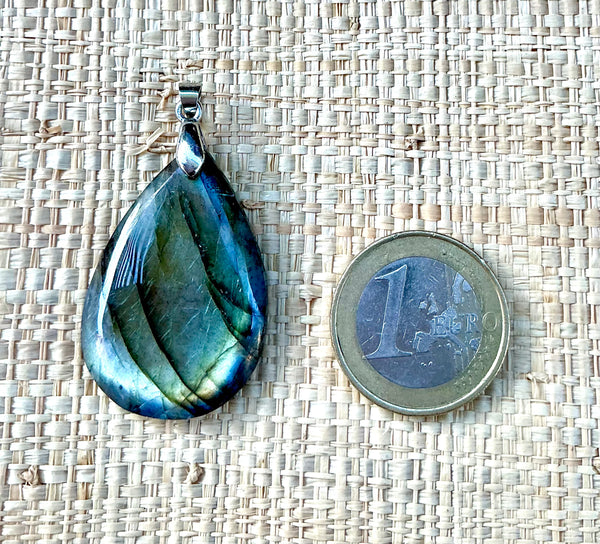 Pendentif Labradorite - Pierre Plate goutte d’eau
