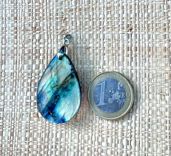 Pendentif Labradorite - Pierre Plate goutte d’eau