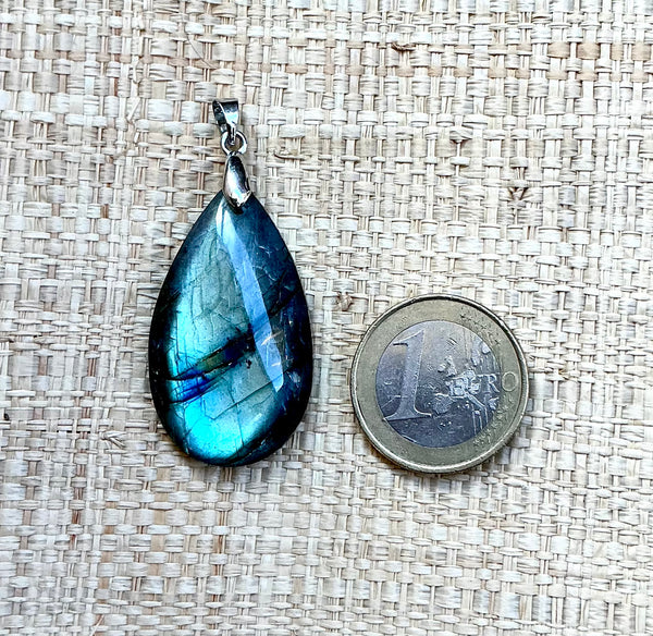 Pendentif Labradorite - Pierre Plate goutte d’eau