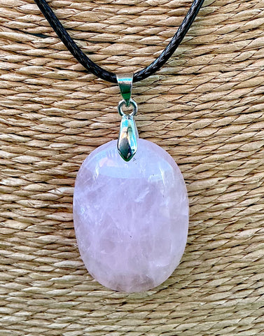 Pendentif Quartz Rose - Pierre Plate ovale
