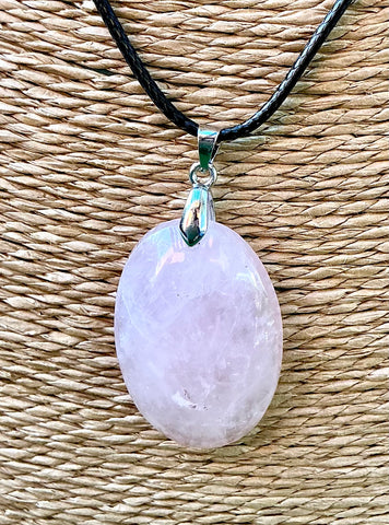 Pendentif Quartz Rose - Pierre Plate ovale