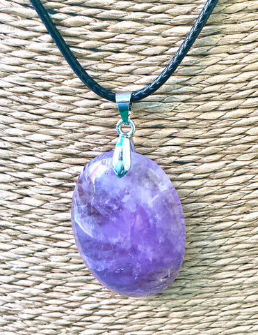 Pendentif Améthyste - Pierre Plate ovale