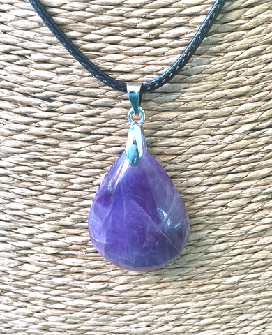 Pendentif Améthyste - Pierre Plate goutte