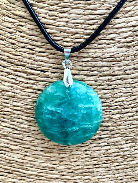 Pendentif Amazonite - Pierre Plate forme ronde