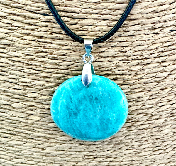 Pendentif Amazonite - Pierre Plate forme ronde