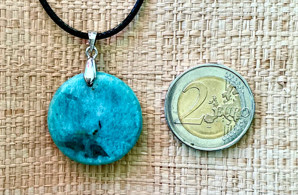 Pendentif Amazonite - Pierre Plate forme ronde
