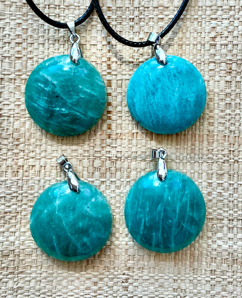 Pendentif Amazonite - Pierre Plate forme ronde