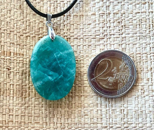 Pendentif Amazonite - Pierre Plate forme ovale
