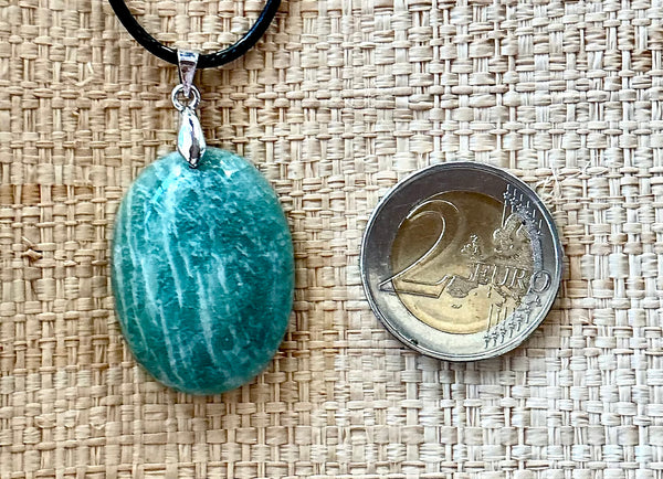 Pendentif Amazonite - Pierre Plate forme ovale