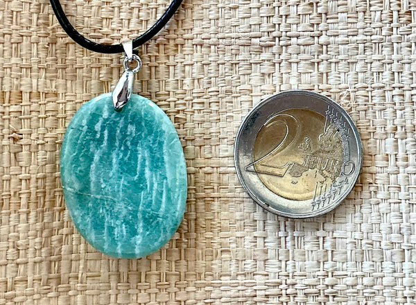 Pendentif Amazonite - Pierre Plate forme ovale