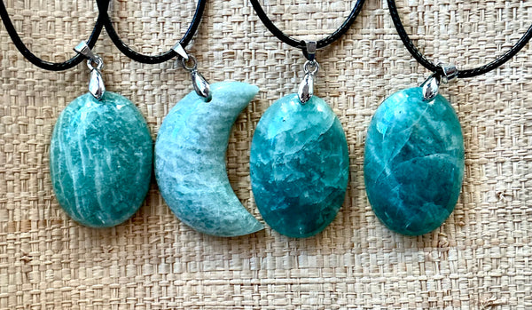 Pendentif Amazonite - Pierre Plate forme ovale