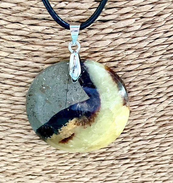 Pendentif Septaria - Pierre Plate forme ronde