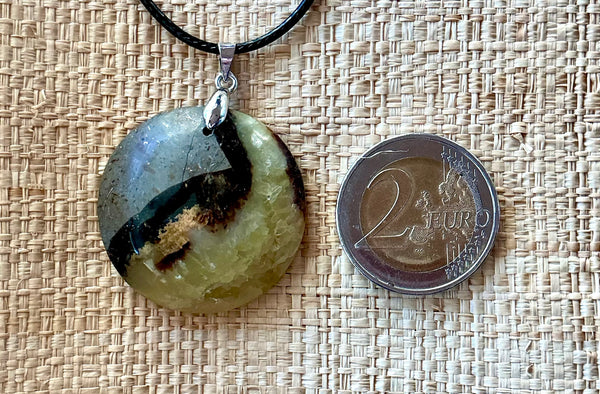 Pendentif Septaria - Pierre Plate forme ronde