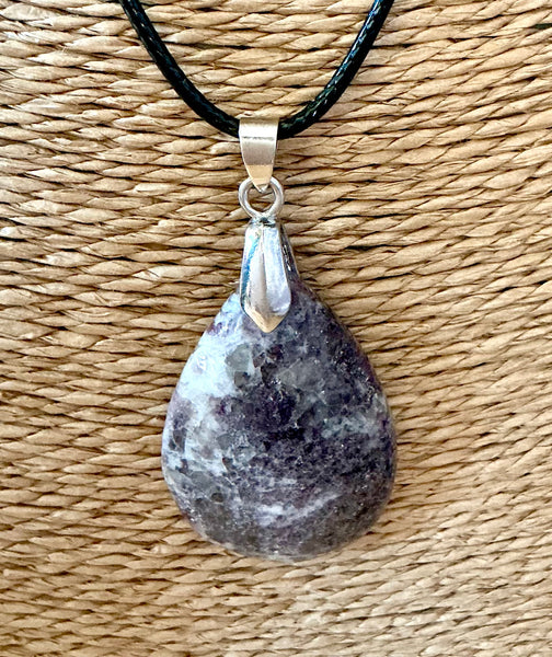 Pendentif Lepidolite - Pierre Plate forme goutte