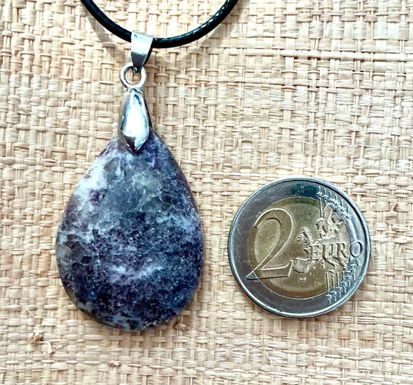 Pendentif Lepidolite - Pierre Plate forme goutte