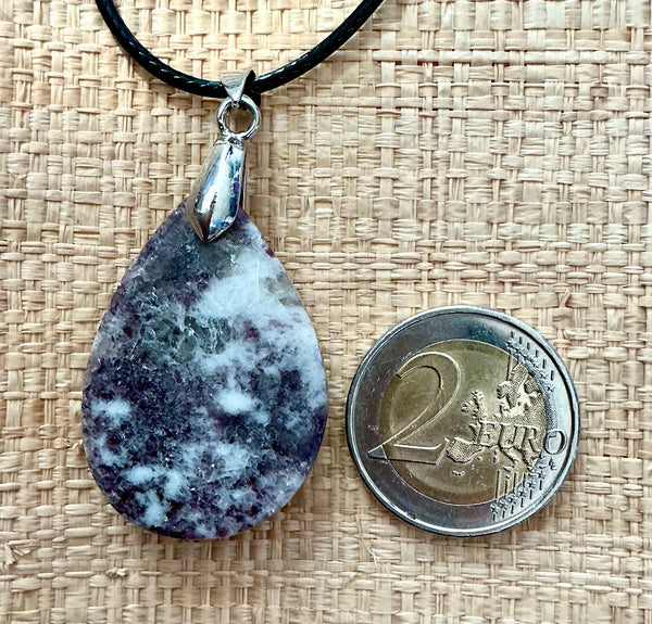 Pendentif Lepidolite - Pierre Plate forme goutte