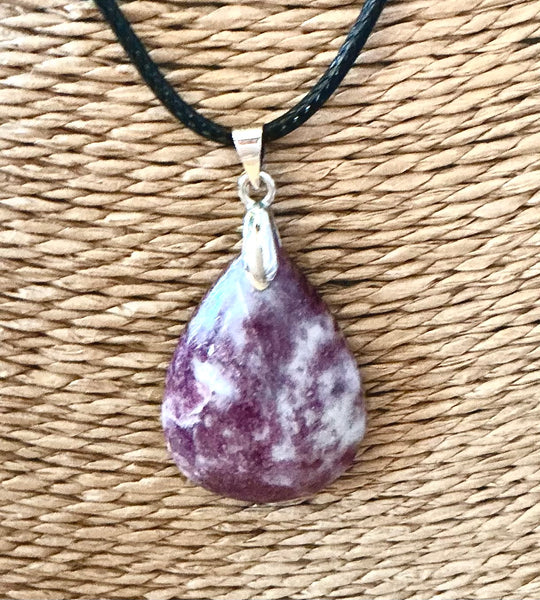 Pendentif Lepidolite - Pierre Plate forme goutte