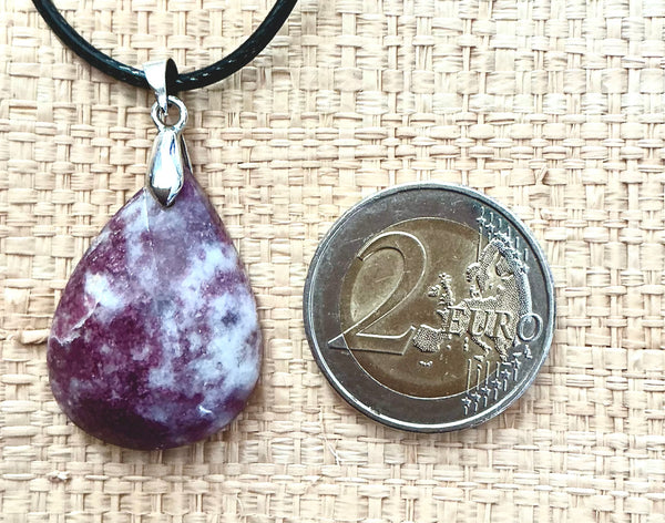 Pendentif Lepidolite - Pierre Plate forme goutte