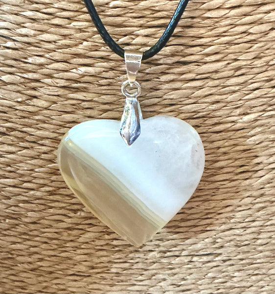 Pendentif Agate - Pierre en forme de cœur