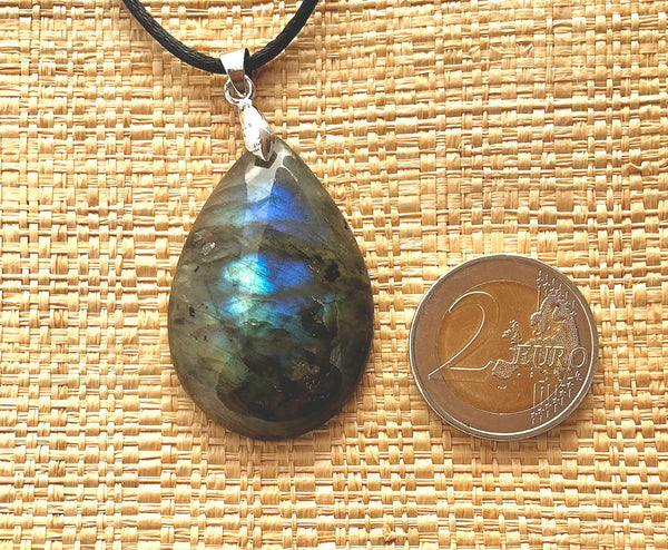 Pendentif Labradorite - Pierre Plate goutte d’eau