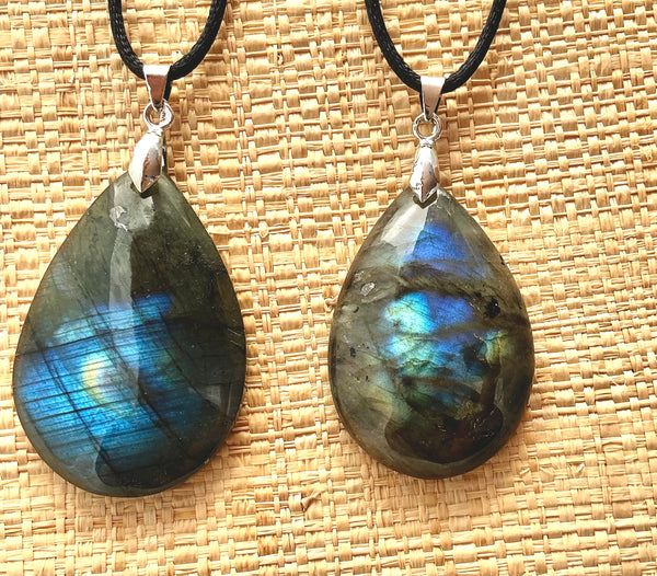 Pendentif Labradorite - Pierre Plate goutte d’eau