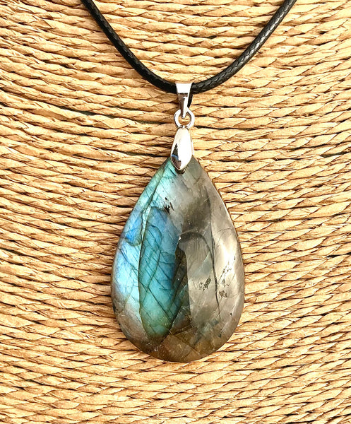 Pendentif Labradorite - Pierre Plate goutte d’eau