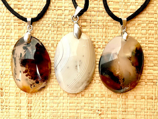 Pendentif Agate - Pierre Plate forme ovale