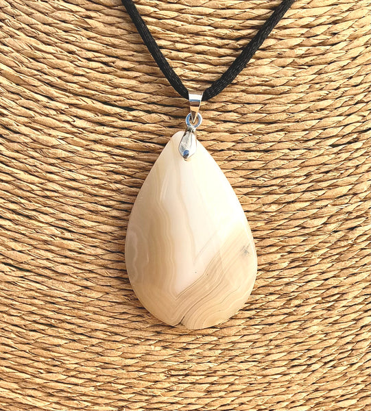 Pendentif Agate - Pierre Plate Goutte