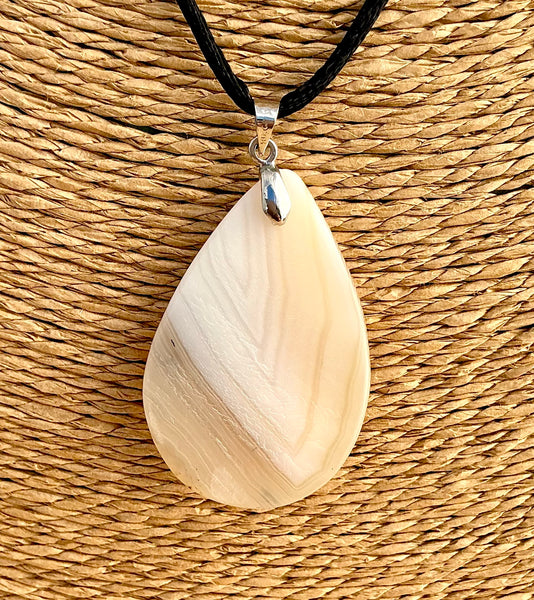 Pendentif Agate - Pierre Plate Goutte