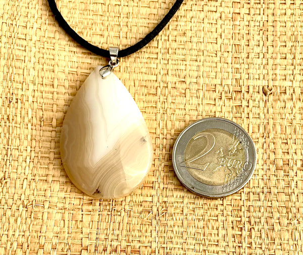 Pendentif Agate - Pierre Plate Goutte