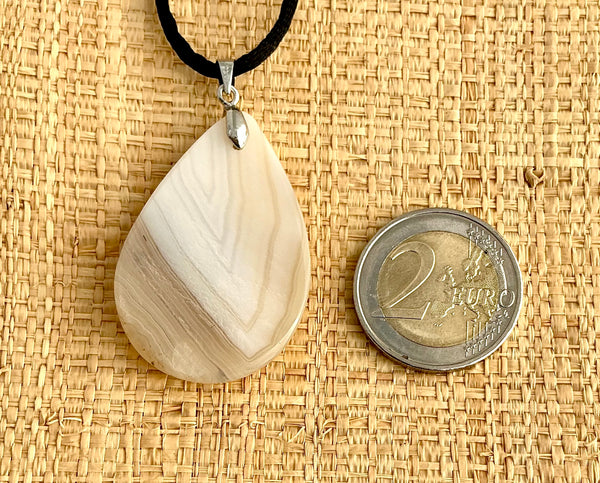 Pendentif Agate - Pierre Plate Goutte