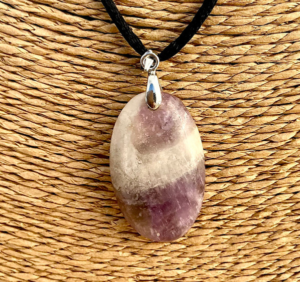 Pendentif Améthyste - Pierre Plate ovale