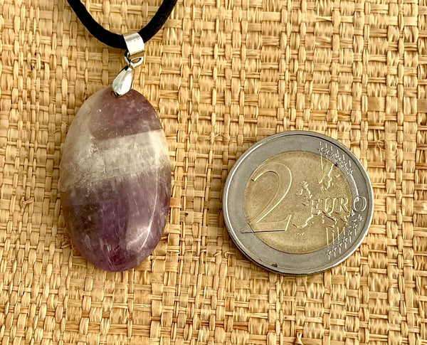 Pendentif Améthyste - Pierre Plate ovale