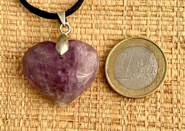 Pendentif Améthyste - Pierre Plate forme cœur