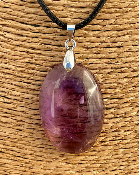 Pendentif Améthyste - Pierre Plate ovale
