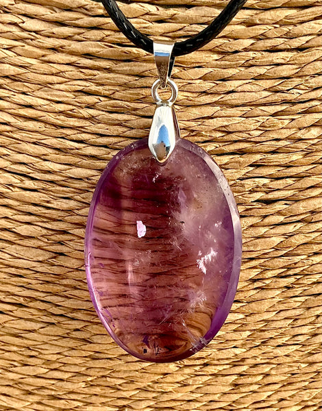 Pendentif Améthyste - Pierre Plate ovale