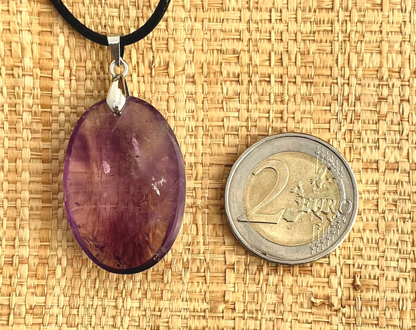 Pendentif Améthyste - Pierre Plate ovale