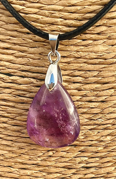 Pendentif Améthyste - Pierre Plate goutte d’eau